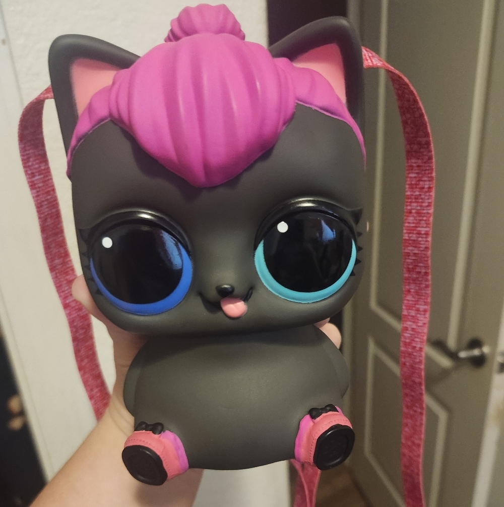Cute Black and Pink Cat Figurine